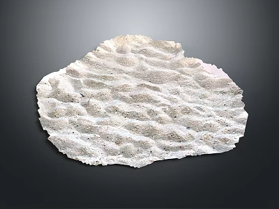 White Textured Decorative Object With Irregular Shape And Wave Pattern On Dark Background 3d model
