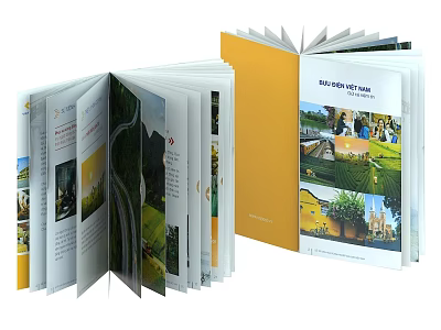 Open Travel Book Featuring Colorful Scenic Images And Tourist Activities 3d model