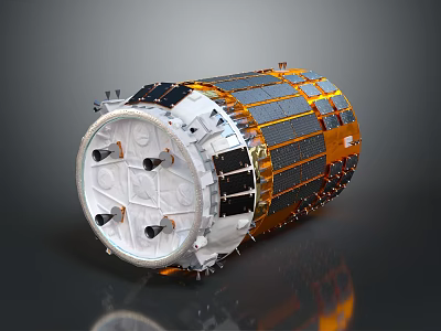 Advanced Spacecraft Module Equipment With Solar Panels And Cylindrical Technical Structure 3d model