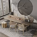 Shuiji Wind Tea Table and Chair Combination Tree Sump Pier New Chinese Style Tea Table and Tea Chair Combination Pottery Pot Bonsai Tea Set Dead Branch Log Table and Chair Combination 3d model