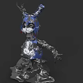 Mechanical Creature Character with Blue Silver Metal Parts Sharp Claws Mechanical Joints and Metallic Base