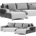 Modern Sectional Sofas In Neutral Tones With Pillows And Soft Throw Blankets 3d model
