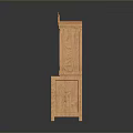 Classic Wooden Cabinet With Intricate Carved Decorative Top And Storage Doors