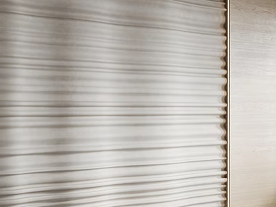 Elegant Soft Pleated Blinds In Modern Interior With Wooden Wall 3d model