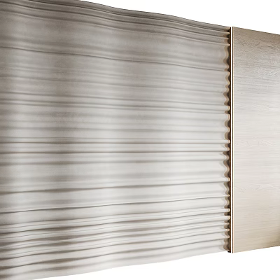 Elegant Soft Pleated Blinds In Modern Interior With Wooden Wall 3d model