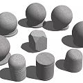 Various Shaped Concrete Road Bollards With Rough Surface For Traffic Safety 3d model