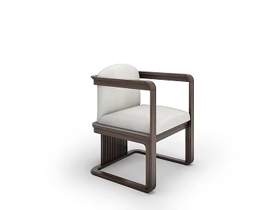 Modern Wooden Frame Armchair With Light Upholstered Seat And Sleek Design 3d model