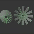 Two Metal Turbine Blades With Radial Arrangement And Circular Central Holes