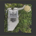 Traditional Japanese Building With Pagoda Roof Surrounded By Lush Greenery In Miniature Garden Model