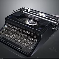 Vintage Black Mechanical Typewriter With Classic Keyboard And Metal Roller Parts
