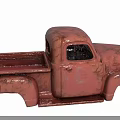 Rusty Red Vintage Pickup Truck Model With Weathered Surface And Retro Design