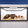 Modern Mobile Vending Kiosk Interior With Fresh Fruits And Baskets
