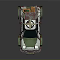 Post Apocalyptic Modified Car With Roof Lights Custom Bumper And Unique Wheel Design