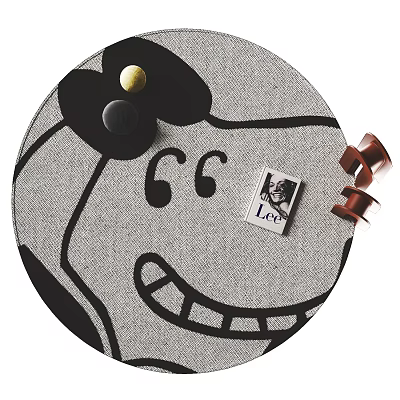 Round Rug With Cartoon Smiley Face Design Yellow Black Buttons Lee Label And Brown Accents 3d model