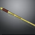 Elegant Golden Decorative Stick With Red Wrapped Handle And Polished Surface