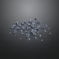 Geometric Rockery Stones Scattered With Various Shapes On Dark Background And Smooth Surfaces