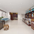 Traditional Medicine Store Interior With Herbal Cabinets And Consultation Area