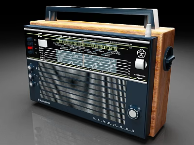 Vintage Radio With Wooden Case FM Dial Control Panel And Speaker Grille 3d model