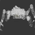 Mechanical Robot Character 3D Model With Gray Body Yellow Head Shoulders And Standing Mechanical Structure