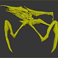 Mythical Multi Limbed Fantasy Creature With Red Black Body And Glowing Yellow Limbs