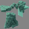 Natural Stone Wood Rock Structures 3D Model With Textured Surfaces And Details