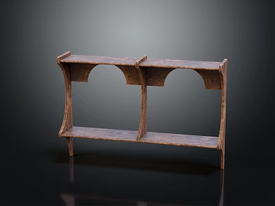 Wooden Public Chair With Arc Structure And Glossy Surface Against Dark Background 3d model