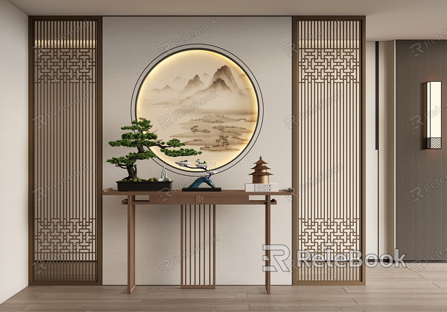 New Chinese-style End View Decorative Entrance Entrance Screen model