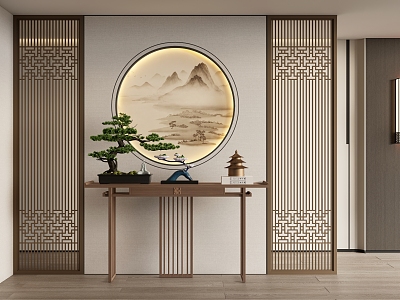 New Chinese-style End View Decorative Entrance Screen model