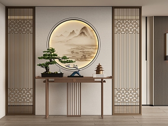 New Chinese-style End View Decorative Entrance Screen 3d model