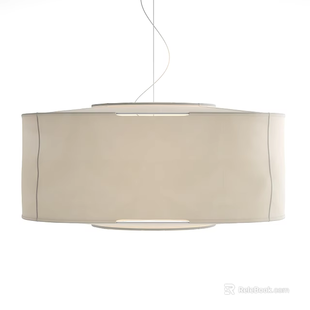 Modern Beige Fabric Shade Pendant Light With Soft Lighting And Elegant Design 3d model 