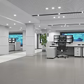 Modern Public Office Area With Workstations Computer Monitors Office Desks And Bright Lighting