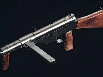 Vintage Rifle With Wooden Stock And Metal Barrel Displayed On Black Background 3d model