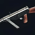 Vintage Rifle With Wooden Stock And Metal Barrel Displayed On Black Background