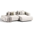 Modern Upholstered Double Chaise Sofa With Decorative Pillows And Multiple Custom Fabric Color Choices