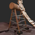 Creative Wood And Stone Ramp Structure With Wooden Planks Log Support And Stone Base