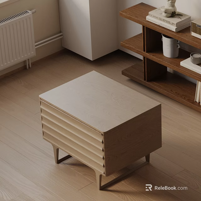 Minimalist Wooden Bedside Table With Layered Storage And Smooth Top Surface 3d model