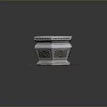 Hexagonal Stone Flower Pot With Carved Patterns On Square Black Base And Mulch Inside