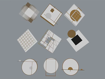 Modern Minimalist Ceiling Lights With Geometric Patterns And Circular Square Shapes 3d model