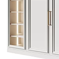 Modern White Wardrobe Design With Glass Panels And Metal Handles
