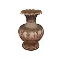 Exquisite Ceramic Vase With Intricate Carved Patterns Golden Copper Finish And Elegant Ornate Base Design