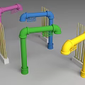 Colorful Pipe Garden Ornament With Arched Structure And Bamboo Sticks