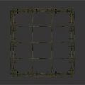 Rustic Wooden Frame Structure With Cross Planks And Moss Covered Support Legs