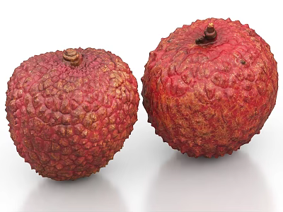 Fresh Ripe Red Lychee Fruits With Textured Skin And Healthy Juicy Flesh 3d model