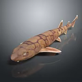 Realistic 3D Rendered Brown Striped Shark Aquatic Animal Model With Details