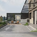 Roof Garden Design With Outdoor Seating Green Plants And Paved Landscape