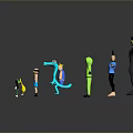 Cartoon Style Game and Movie Characters With Various Colors Sizes and Poses