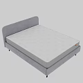 Double Bed With Gray Upholstered Headboard Spring Mattress And Modern Design 3d model