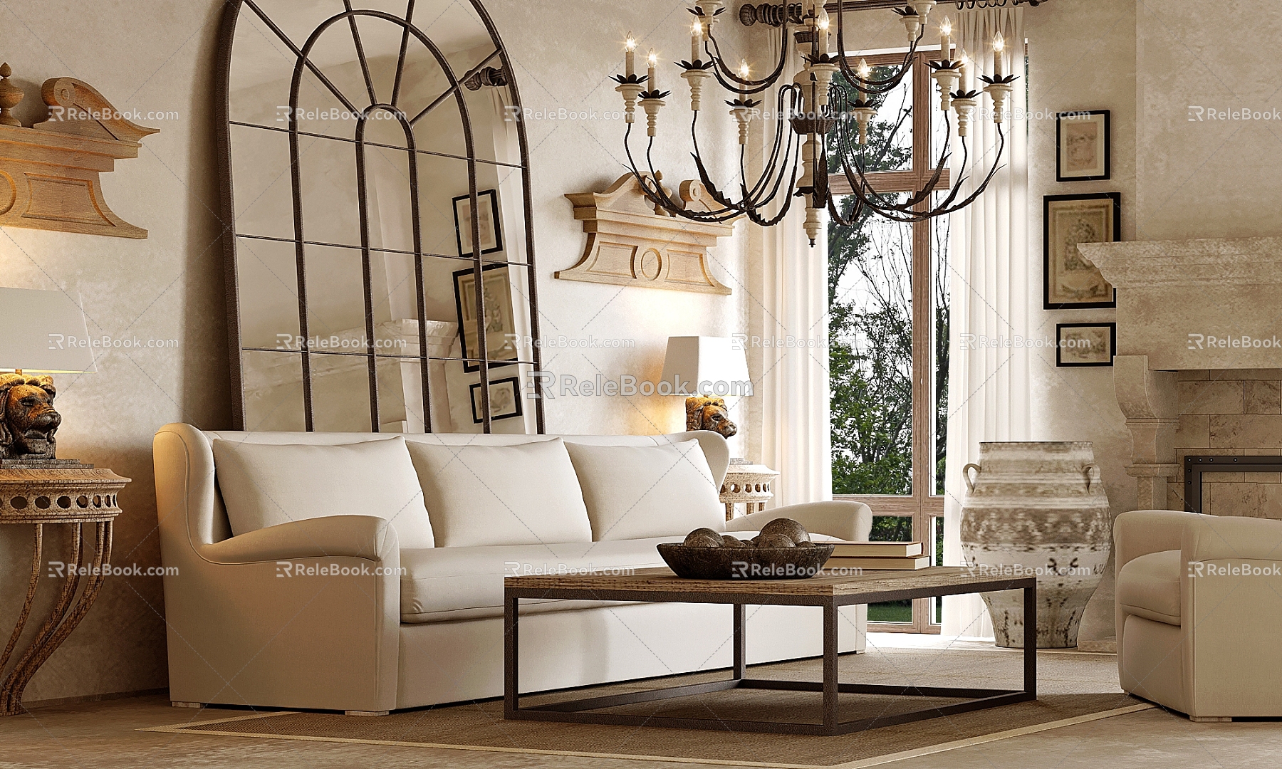 American living room combination 3d model