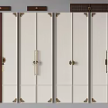 White Wardrobe Door Handles With Various Designs And Gold Decorative Trim