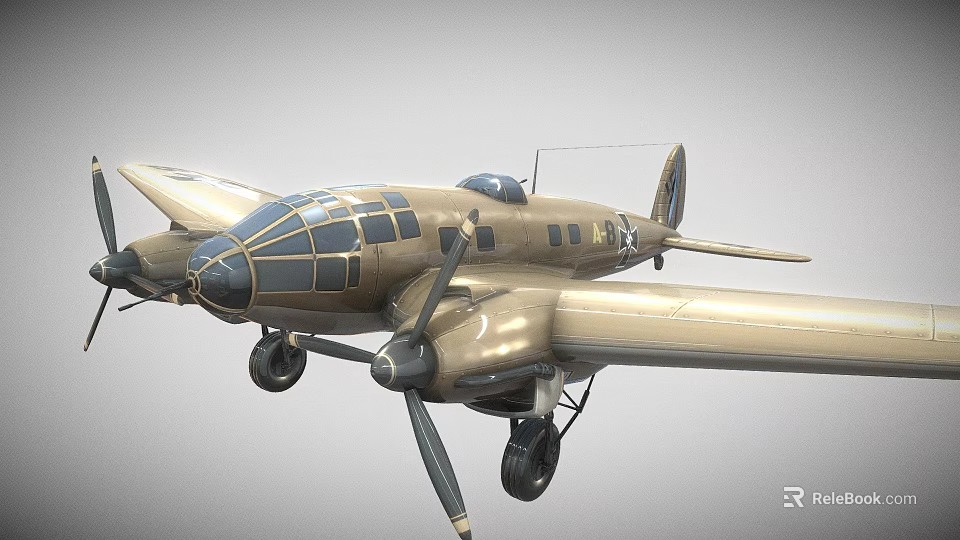 Vintage Military Fighter Jet With Twin Propellers And Metallic Fuselage Design 3d model 